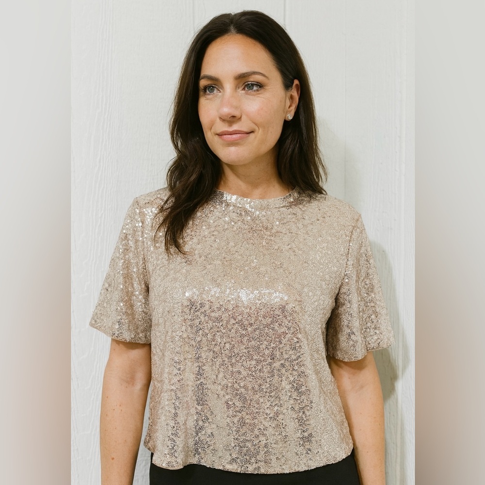 H&M Glittering Sequin Crop Top - Gold